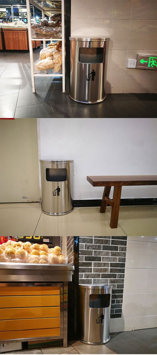 Thùng rác hình bán nguyệt tiết kiệm diện tích không gian