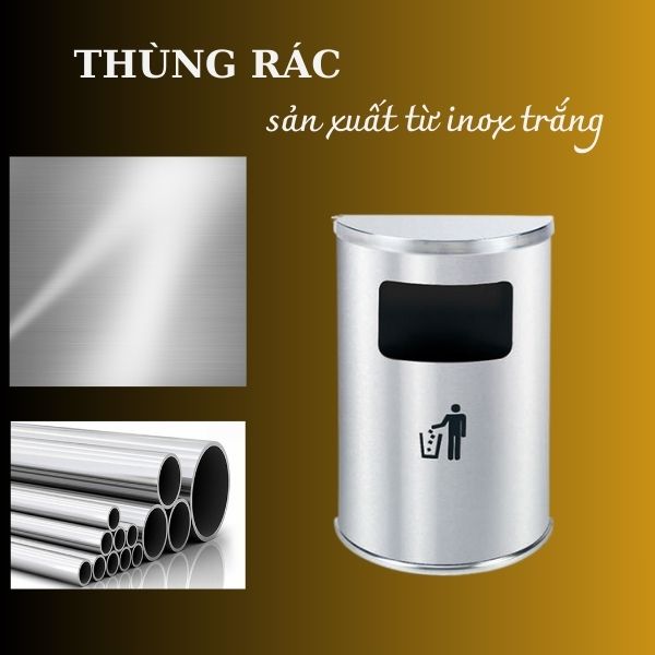 Mẫu thùng rác bán nguyệt sản xuất từ inox 201