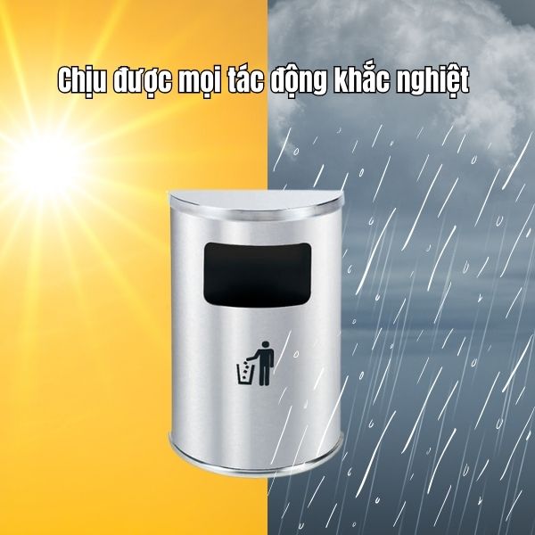 Thùng rác inox chịu được sự khắc nghiệt của thời tiết