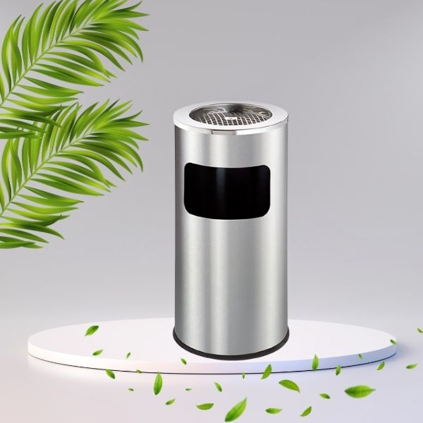 Mẫu thùng rác gạt tàn kiểu dáng trụ tròn