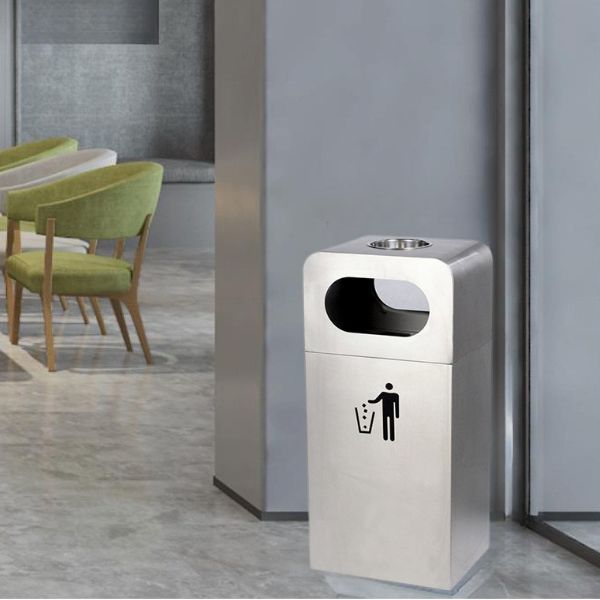 Thùng rác inox có khay gạt tàn