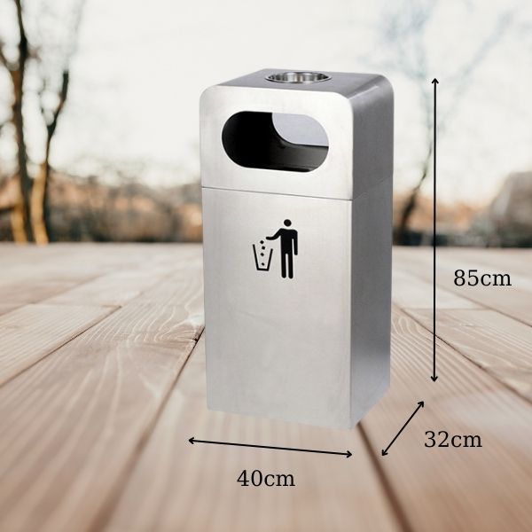 Kích thước thùng rác inox có khay gạt tàn