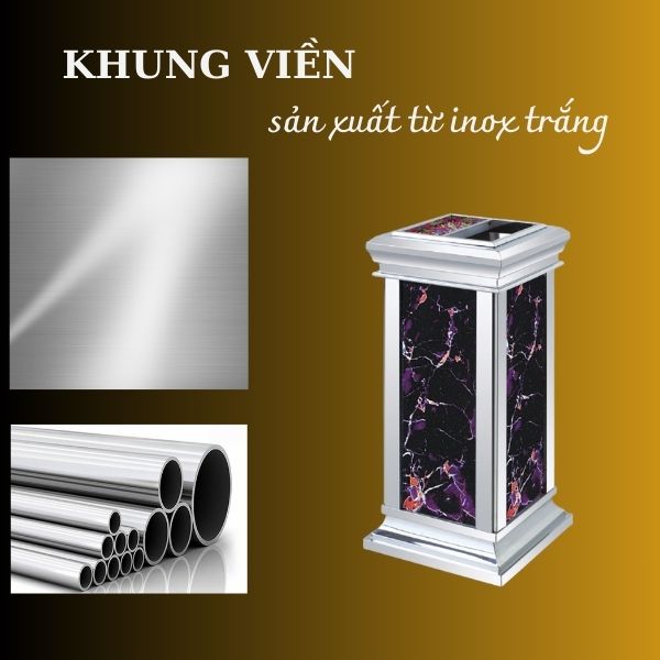 Khung thùng rác bằng inox trắng