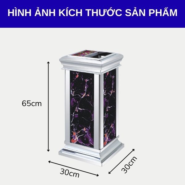 Kích thước thùng rác giả đá hoa cương có gạt tàn