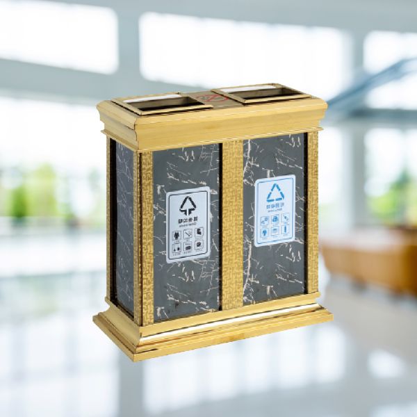 Mẫu thùng rác 2 ngăn giả đá có gạt tàn