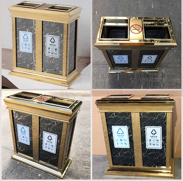 Hình ảnh thực tế thùng rác 2 ngăn giả đá của Paloca