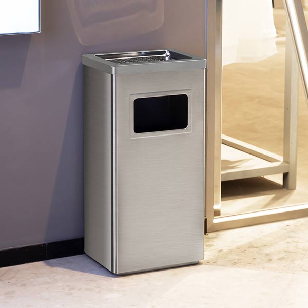 Thùng rác gạt tàn hình chữ nhật sản xuất từ inox