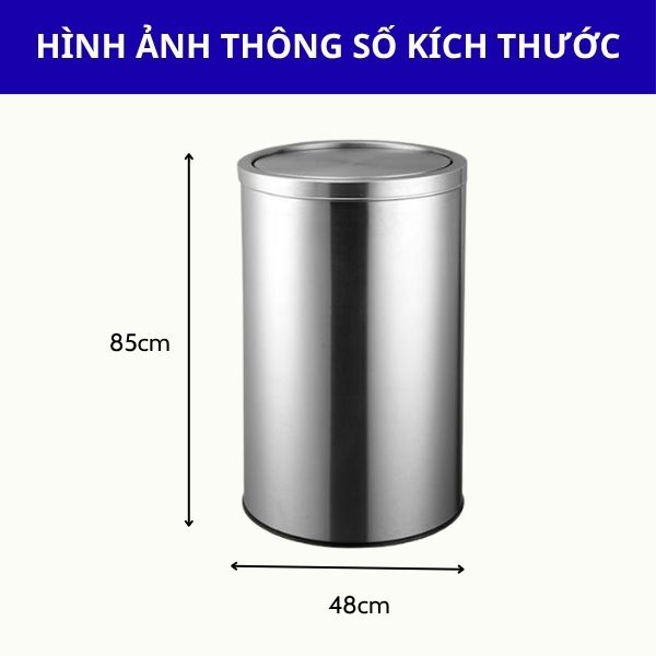 Kích thước thùng rác nắp lật cỡ đại bằng inox