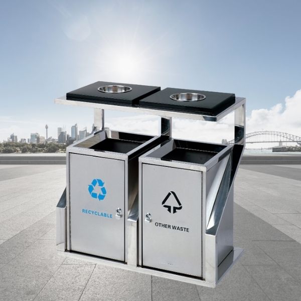 Thùng rác có mái che bền bỉ, chịu được nắng mưa