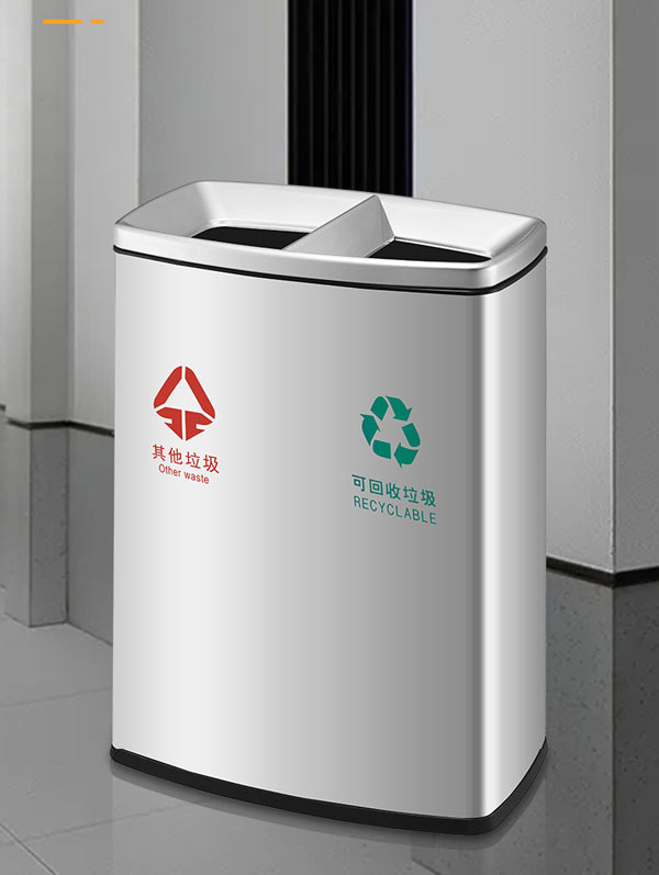 Thùng rác inox đôi cao cấp dùng trong nhà, ngoài trời
