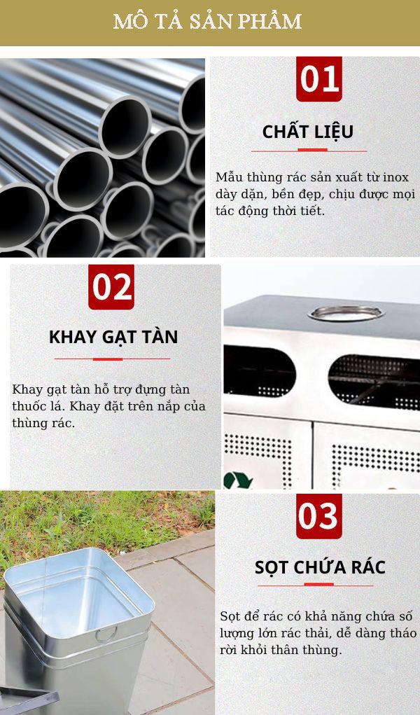 Chi tiết đặc điểm thiết kế thùng phân loại rác 2 ngăn