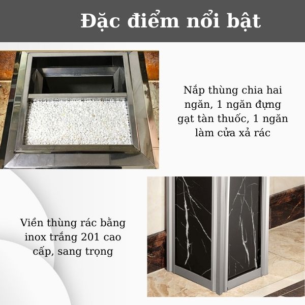 Chi tiết từng đặc điểm thiết kế thùng rác đá hoa cương