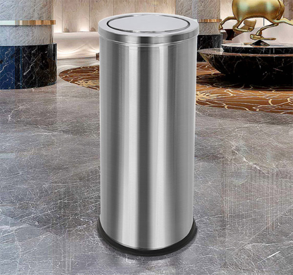 Thùng rác inox tròn nắp lật