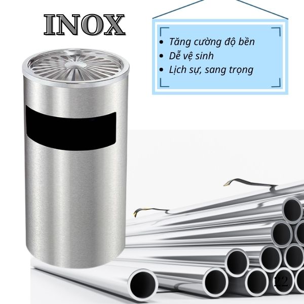 Mẫu thùng rác sản xuất từ inox trắng