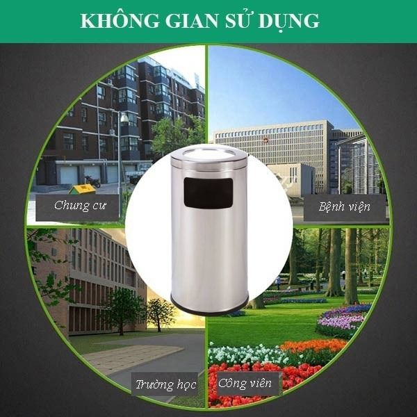 Thùng rác gạt tàn được dùng ở nhiều không gian