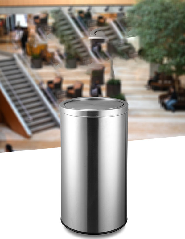 Mẫu thùng rác tròn nắp lật bằng inox