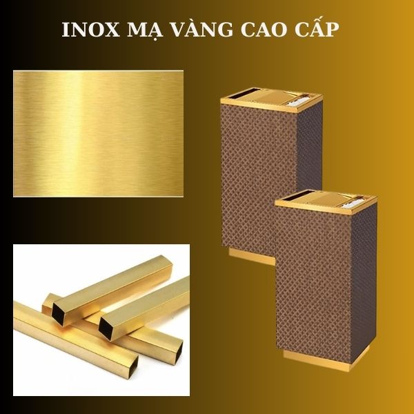 Khung viền thùng rác bằng inox mạ vàng sang trọng