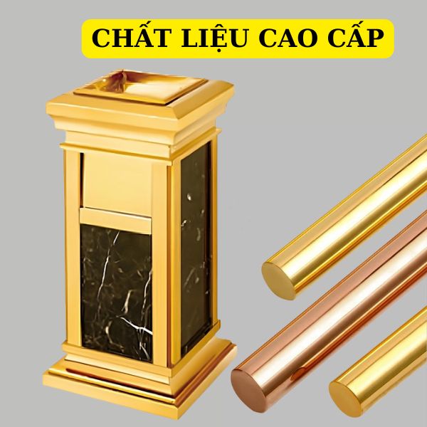 Khung thùng rác làm bằng inox mạ vàng