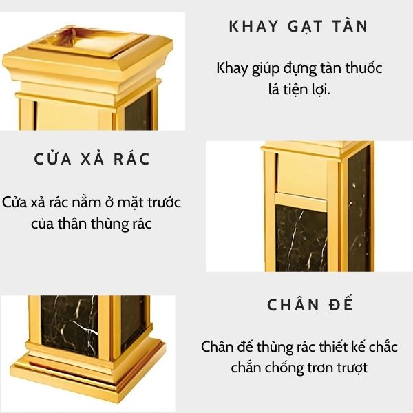 Đặc điểm thiết kế thùng rác đá