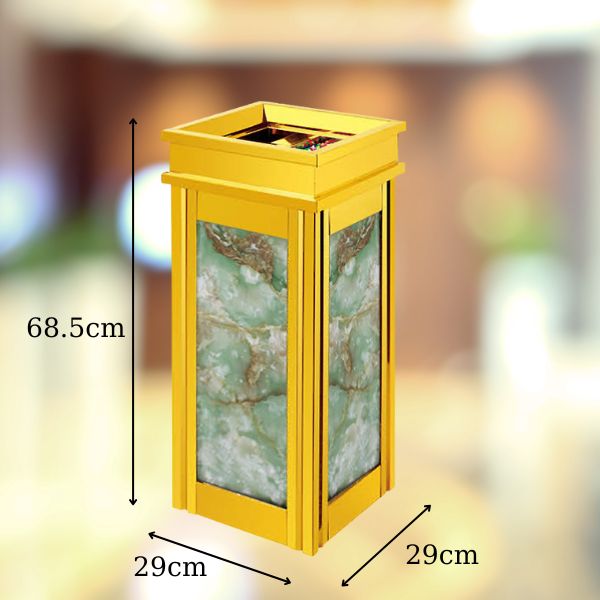 Hình ảnh kích thước của thùng rác đá giả xanh vân hoa to