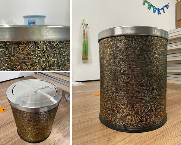 Hình ảnh thùng rác nắp lật bọc giả da chụp tại kho