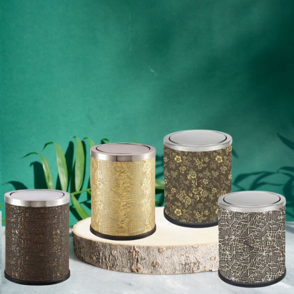 Mẫu thùng rác nắp lật bập bênh bọc giả da