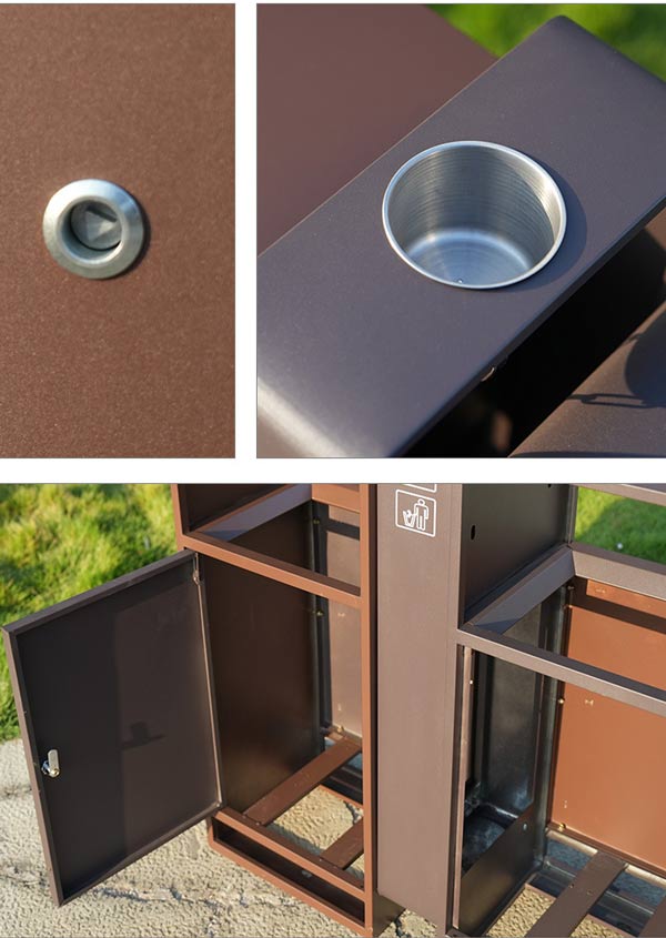 Khám phá các đặc điểm thiết kế thùng rác thép 2 ngăn