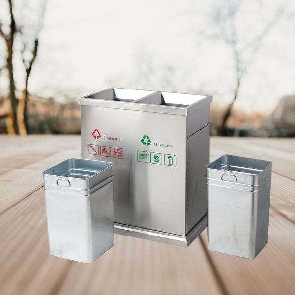 Thùng rác 2 ngăn để phân loại rác thải