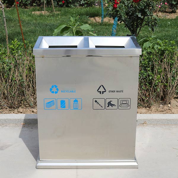 Thùng rác 2 ngăn bằng inox chất lượng