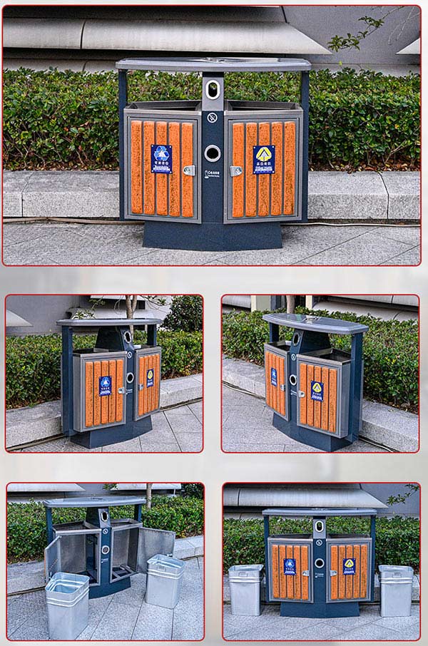 Thùng rác được đặt ở hè phố, công viên