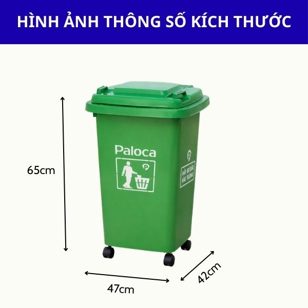 Thông tin chi tiết kích thước của sản phẩm thùng rác nhựa