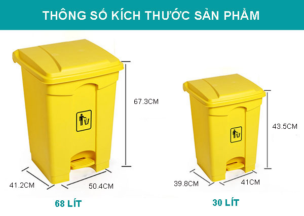 Kích thước thùng rác nhựa đạp chân