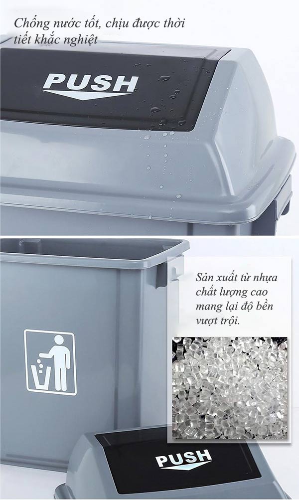Đặc điểm thùng rác nhựa 10L nắp đẩy