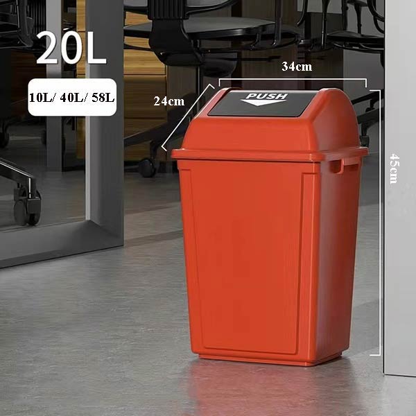 Thùng rác 20L nắp lật màu đỏ