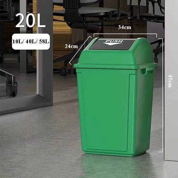 Thùng rác 20L nắp lật màu xanh lá