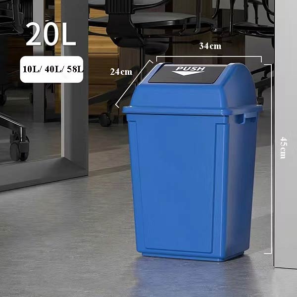 Thùng rác 20L nắp lật màu xanh biển