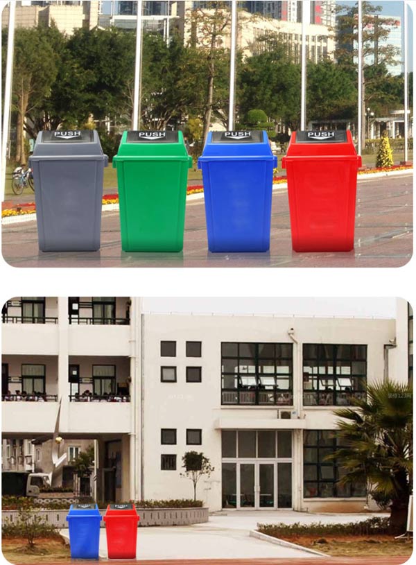 Kiểu dáng thùng rác nắp đẩy 40L dùng ở nhiều không gian