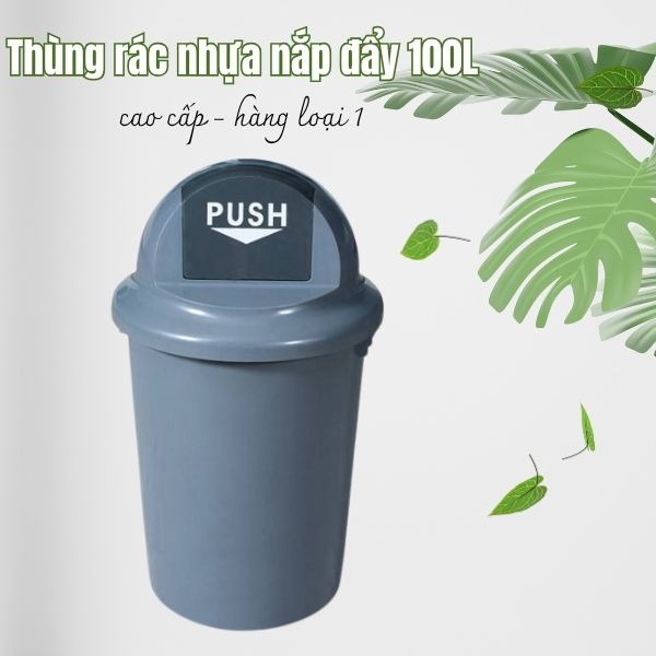 Mẫu thùng rác nhựa tròn nắp đẩy loại 100L