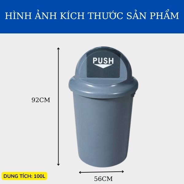 Kích thước thùng rác dung tích 100 lít