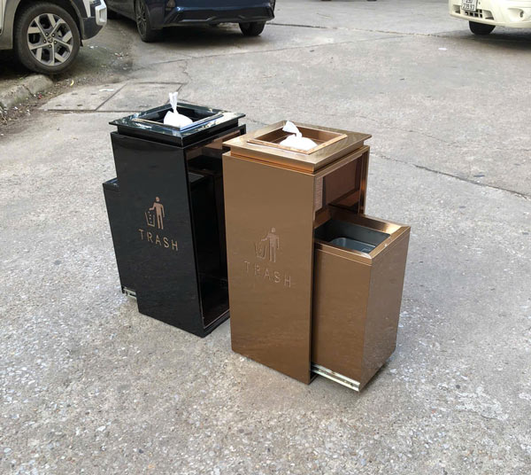 Liên hệ Paloca để mua thùng rác gạt tàn đặt sảnh
