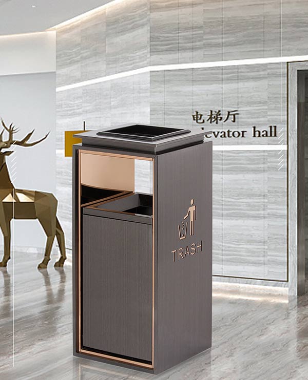 Thùng rác đặt sảnh có khay gạt tàn đi kèm