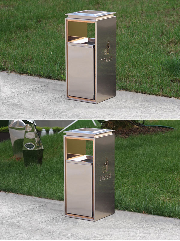 Mẫu thùng rác đặt sảnh màu ghi sáng