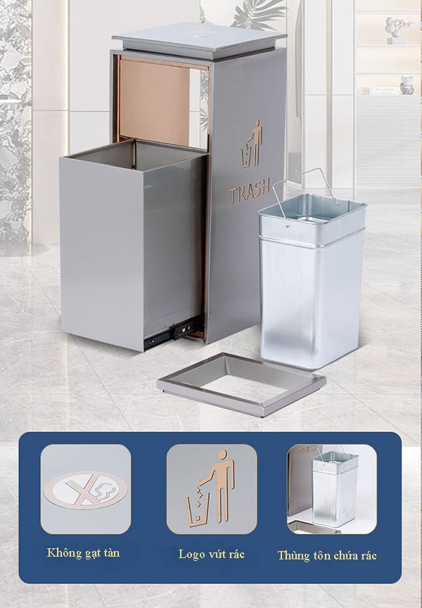 Mẫu thùng rác thiết kế 2 lớp thông minh