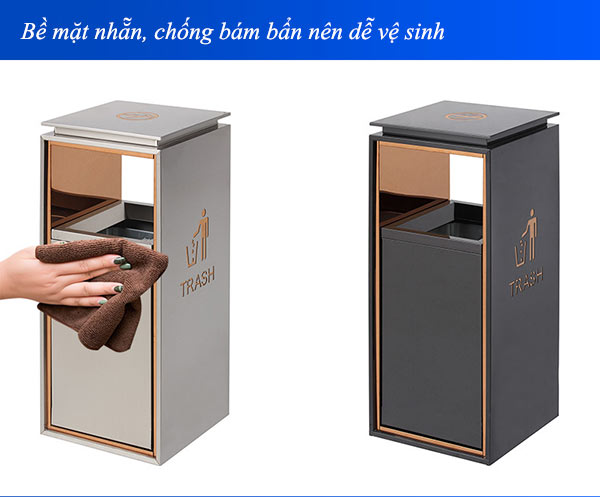 Chất liệu inox của thùng rác rất dễ vệ sinh