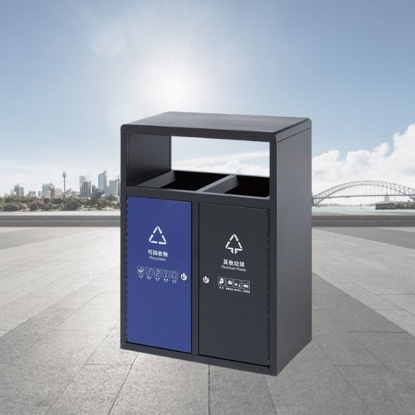 Mẫu thùng rác 2 ngăn kiểu dáng đơn giản, thanh lịch