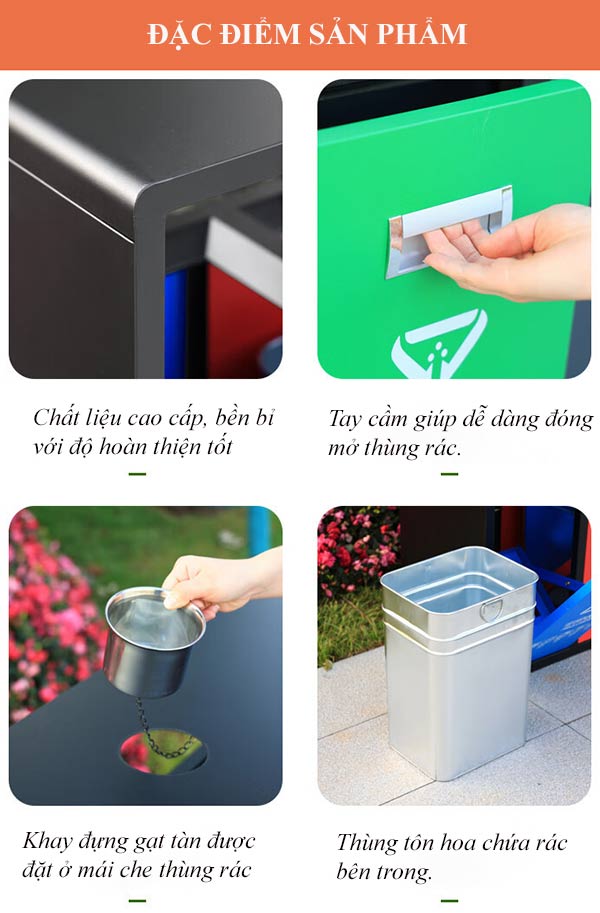 Chi tiết cụ thể các bộ phận cấu thành thùng rác