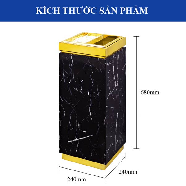 Thùng rác trụ vuông vắn có kích thước hợp lý