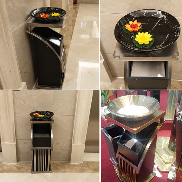 Hình ảnh thùng rác thép phun sơn có khay đá được trang bị ở nhiều nơi