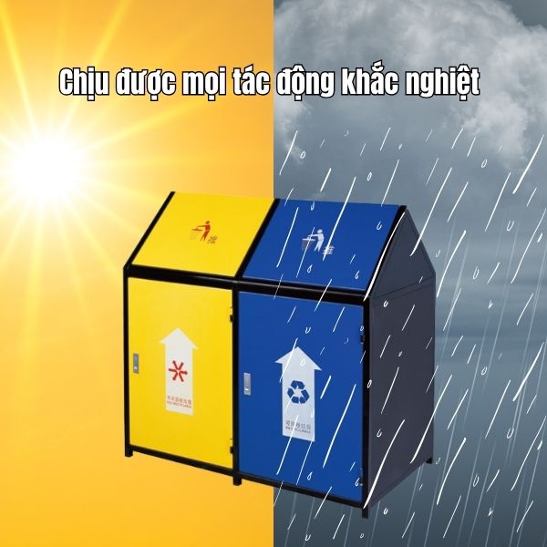Mẫu thùng rác sản xuất bằng thép chịu được tác động thời tiết