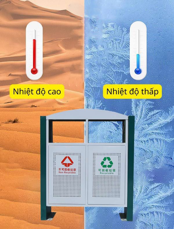Mẫu thùng rác bền bỉ, chịu được nắng mưa ngoài trời